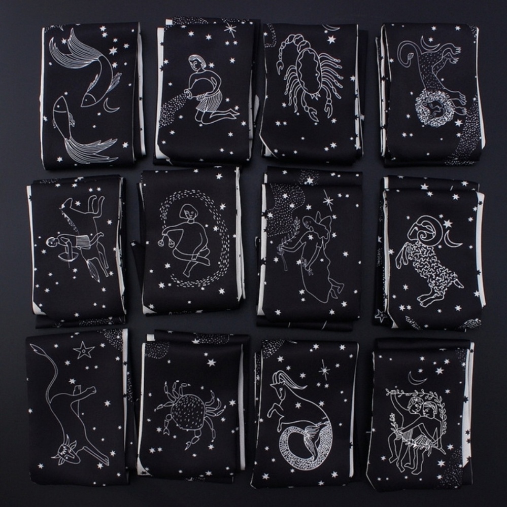 Gemini Zodiac Sign Silk Twilly Scarf - Picture 4 of 6